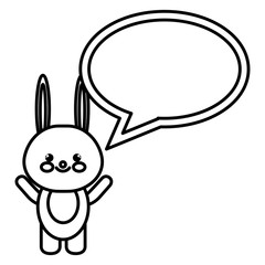 cute rabbit with speech bubble kawaii character vector illustration design