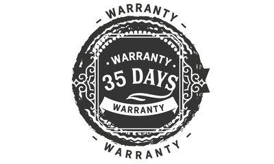 35 days warranty icon vintage rubber stamp guarantee