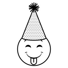emoji face with party hat vector illustration design
