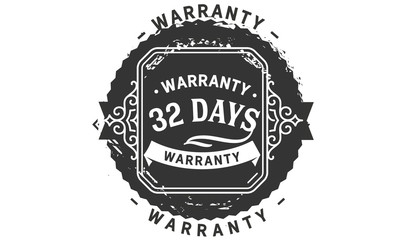 32 days warranty icon vintage rubber stamp guarantee