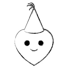 heart emoji face with party hat vector illustration design