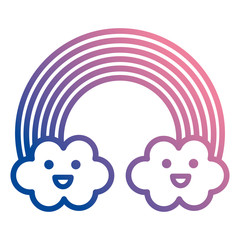 cute rainbow with clouds kawaii characters vector illustration design