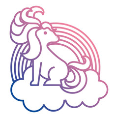 cute rainbow with unicorn kawaii character vector illustration design
