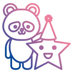 cute bear panda with star kawaii characters vector illustration design