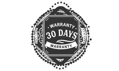 Fototapeta premium 30 days warranty icon vintage rubber stamp guarantee