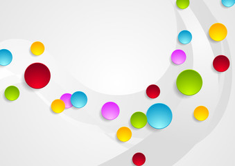 Grey wavy background and colorful circles