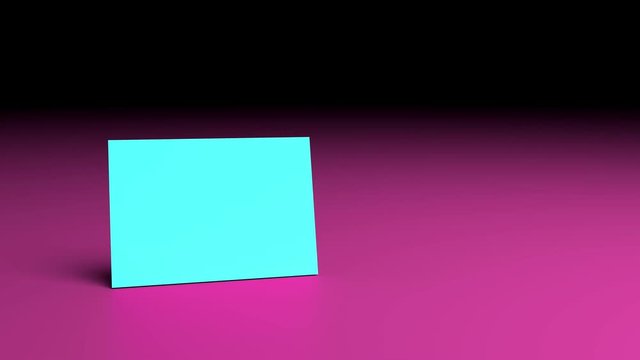 Empty Card spinning in the Air on Hot Pink Background, Loopable Video, 3d Rendering animation, space for text, photos or videos