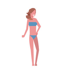 bikini smile woman standing on white background body shape concept flat stylevector illustration