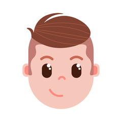 boy head emoji personage icon with facial emotions, avatar character, man cunning face with different male emotions concept. flat design. vector illustration