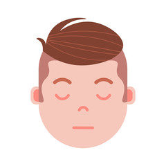 boy head emoji personage icon with facial emotions, avatar character, man sleep face with different emotions concept. flat design. vector illustration