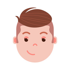boy head emoji personage icon with facial emotions, avatar character, man cunning face with different male emotions concept. flat design. vector illustration