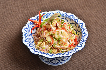 Boiled pig kidneys mixed with lemongrass, Thai style food