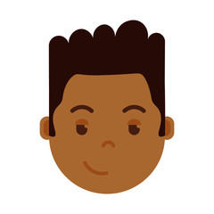 Fototapeta premium african boy head emoji personage icon with facial emotions, avatar character, man cunning face with different male emotions concept. flat design. vector illustration
