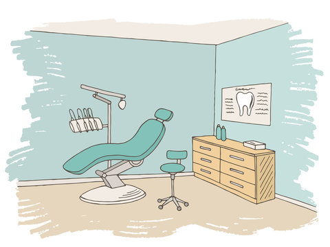 Dentist office clinic graphic color sketch interior illustration vector