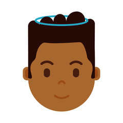 african boy head emoji with facial emotions, avatar character, man nimbus face with different male emotions concept. flat design. vector illustration