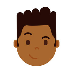 african boy head emoji personage icon with facial emotions, avatar character, man cunning face with different male emotions concept. flat design. vector illustration