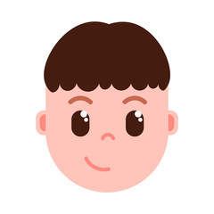 boy head emoji personage icon with facial emotions, avatar character, man cunning face with different male emotions concept. flat design. vector illustration