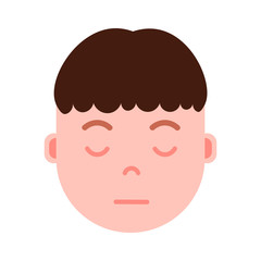 boy head emoji personage icon with facial emotions, avatar character, man sleep face with different emotions concept. flat design. vector illustration