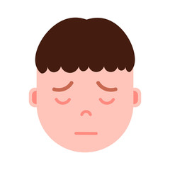 boy head emoji with facial emotions, avatar character, man sorrowful face with different male emotions concept. flat design. vector illustration