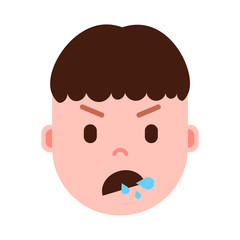 boy head emoji with facial emotions, avatar character, man split face with different male emotions concept. flat design. vector illustration