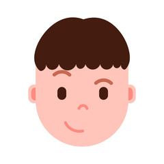 boy head emoji personage icon with facial emotions, avatar character, man cunning face with different male emotions concept. flat design. vector illustration