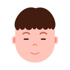 boy head emoji personage icon with facial emotions, avatar character, man sleep smiling face with different male emotions concept. flat design. vector illustration