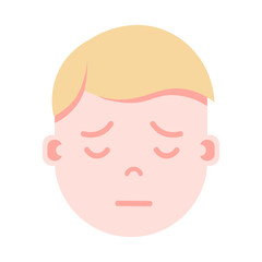 boy head emoji with facial emotions, avatar character, man sorrowful face with different male emotions concept. flat design. vector illustration