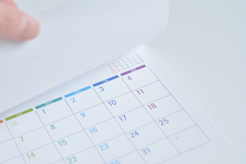 Calendar on a white background

