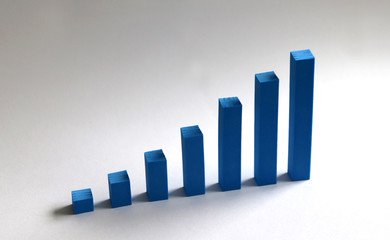A bar graph of blue bars.