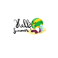 Fototapeta premium Hello summer badge Isolated Typographic Design Label