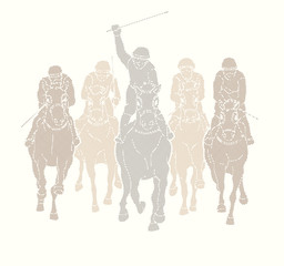 Horse racing ,Horse with jockey designed using dots pixels graphic vector.