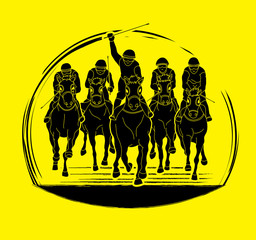 Horse racing ,Horse with jockey, graphic vector.