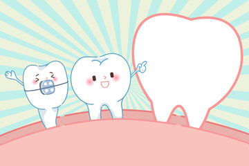 cartoon tooth with braces