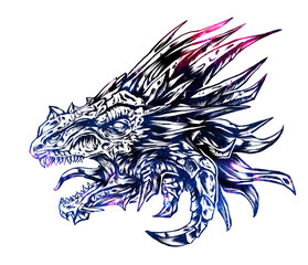 The head of a snarling dragon