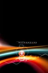 Color shiny light effects on black, liquid style multicolored wavy shape