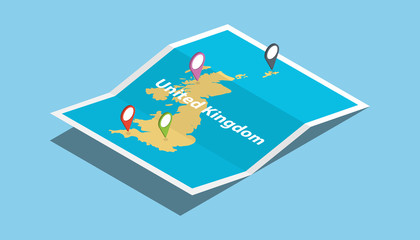 uk united kingdom explore maps country nation with isometric style and pin location tag on top