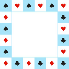 Card Suits Blue White Chess Board Border - 207710522