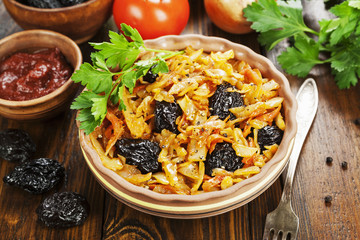 Cabbage stewed with prunes
