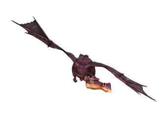 3D Rendering Fantasy Dragon on White