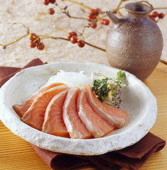 鮭児さしみ　酒