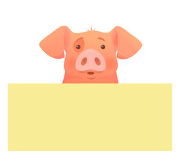 Pig holding banner