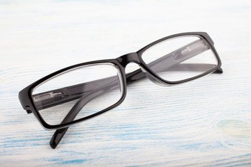 glasses on a white wooden background