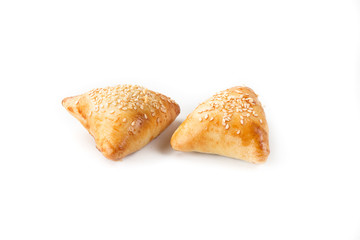 Fresh bread, rolls on white background
