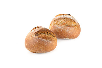 Fresh bread, rolls on white background