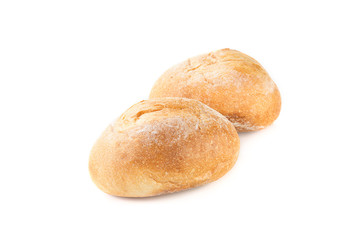 Fresh bread, rolls on white background