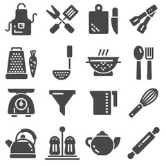Vector black Cooking and kitchen icons set