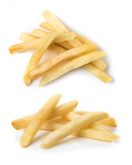 Pile of french fries isolated on white
