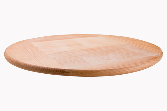 Round Beech Wood Cutting Board, New Board, Side View