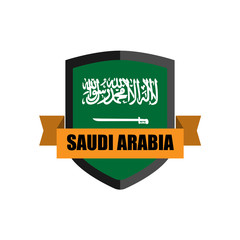 Set of Football Badge vector Designed illustration. Football tournament 2018 Group A with Word Saudi Arabia.
