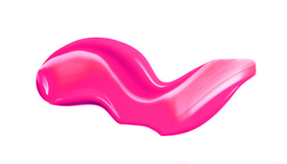 Liquid lipstick smudge isolated on white background